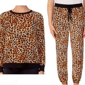 Secret Treasures Long Sleeve Velour Jogger Leopard Pajama Lounge Set 3X NWT
